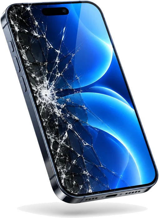 3D smartphone with a cracked screen