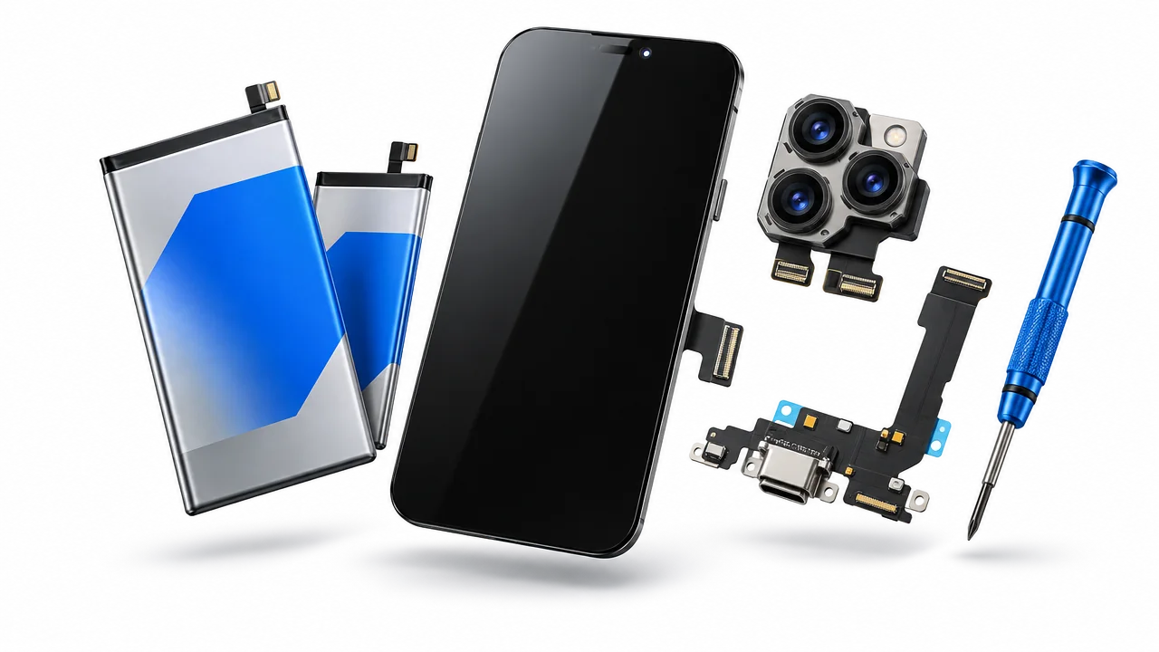 Wholesale phone parts: screens, batteries, camera modules, charging ports and tools